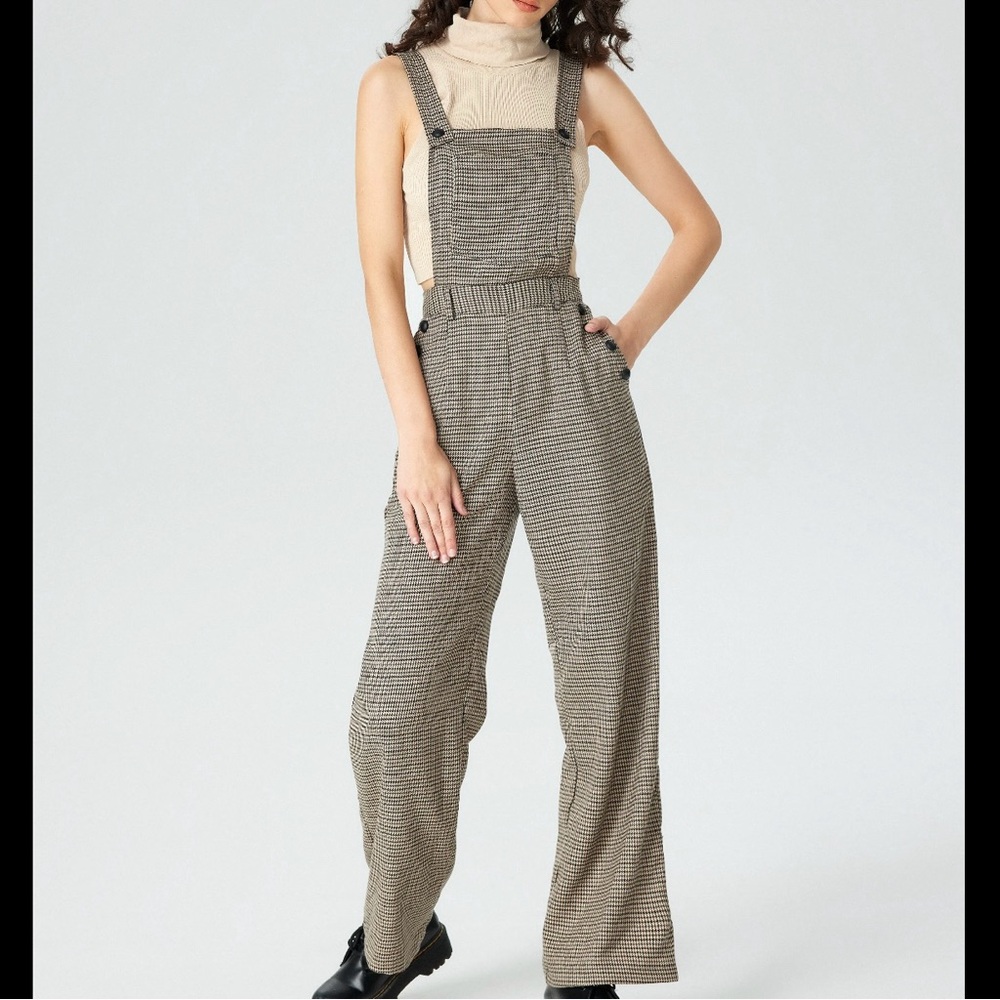 Cider Houndstooth Button Jumpsuit | Size L
